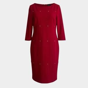 Doncaster Red Half Sleeve Silver Stone Embroidered Bodycon Dress